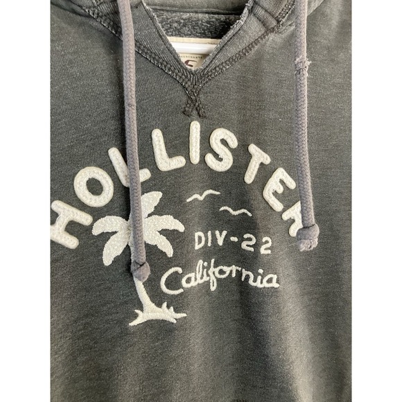 Vintage Y2k Hollister Hoodie Womens Medium Gray Embroidered Sweatshirt 2000s - Picture 2 of 6